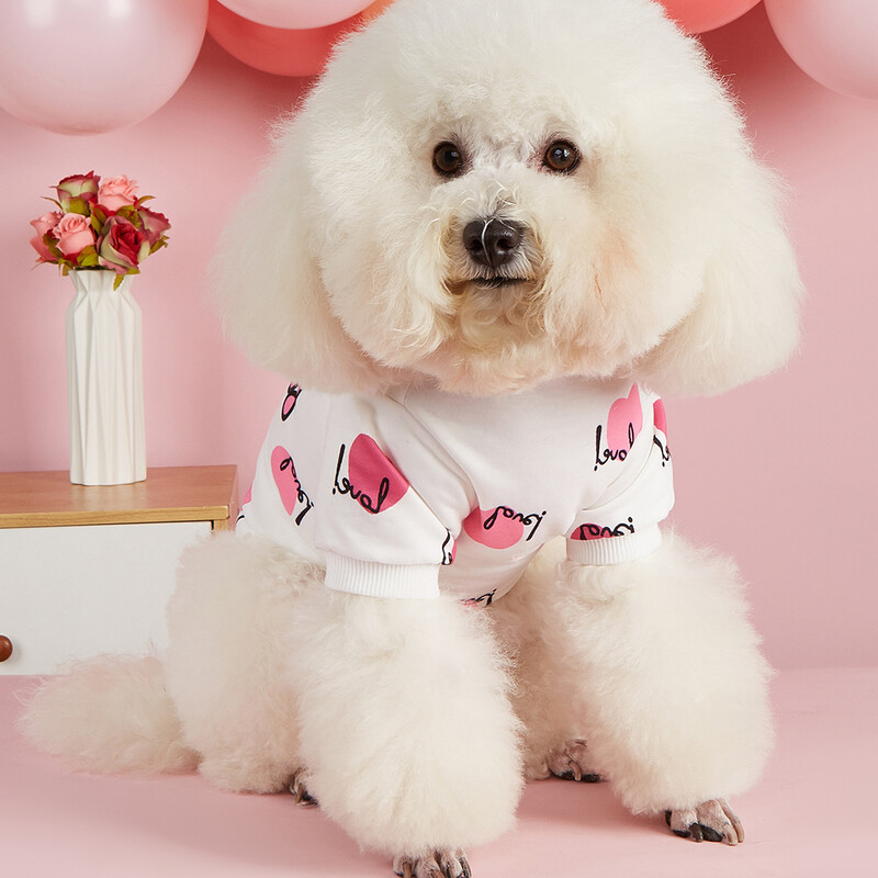 Love Baby Print Designer Dog Hoddie Valentino megztiniai Minkšti tamprūs šunų marškinėliai Šunų drabužiai