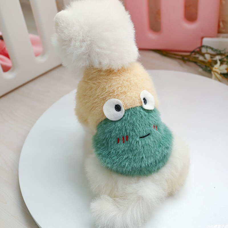 1 buc. Haine pentru animale de companie Pulover pentru pisici Păr Cămașă cu gâtul rotund Broasca verde potrivită pentru câini de talie mică și mijlocie