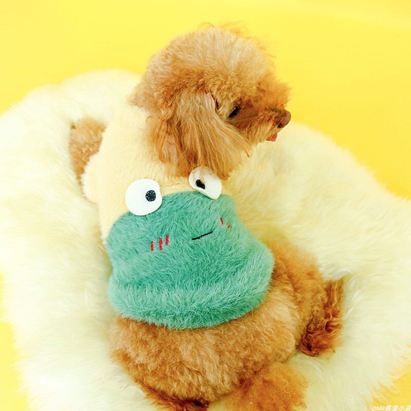 1 buc. Haine pentru animale de companie Pulover pentru pisici Păr Cămașă cu gâtul rotund Broasca verde potrivită pentru câini de talie mică și mijlocie