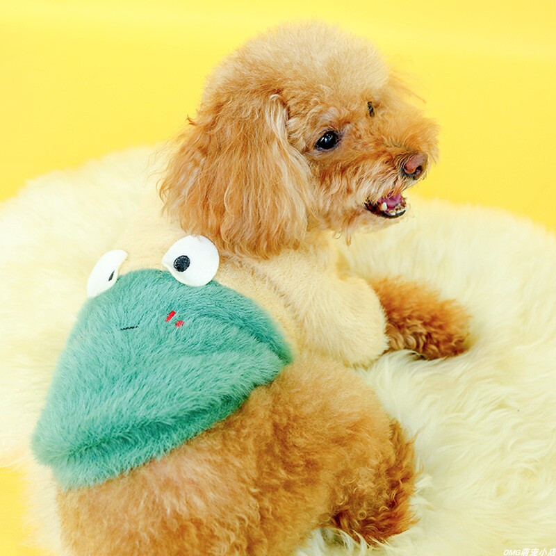 1 buc. Haine pentru animale de companie Pulover pentru pisici Păr Cămașă cu gâtul rotund Broasca verde potrivită pentru câini de talie mică și mijlocie