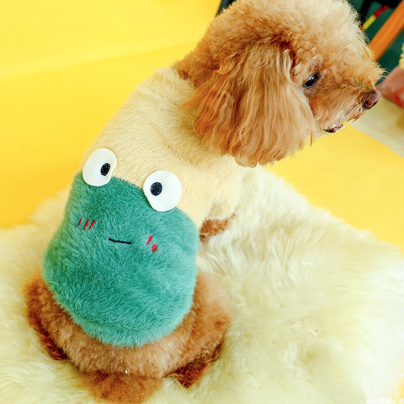 1 buc. Haine pentru animale de companie Pulover pentru pisici Păr Cămașă cu gâtul rotund Broasca verde potrivită pentru câini de talie mică și mijlocie