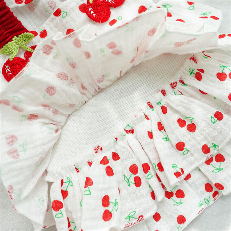 Rochie de pisică dulce pentru câini Haine de vară cu model de cireșe pentru fete fustă pentru câini de talie mică, mijlocie, chihuahua, cățeluș, rochie XXL