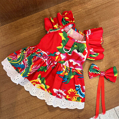 Suknelė su gėlėmis šuniui Vasariniai šuniuko drabužiai Prabangūs šunų languoti sijonai Naminių gyvūnėlių drabužiai Suknelės Čihuahua Bichon Vidutinės šunų mergaitės apranga