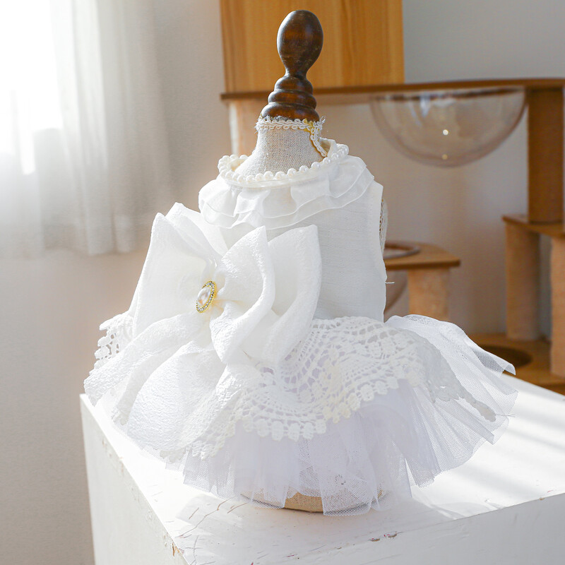 1 vnt. naminių gyvūnėlių drabužiai pavasario/vasaros ploni balta princesės vestuvinė suknelė Princesės suknelė tinka mažiems ir vidutinio dydžio šunims
