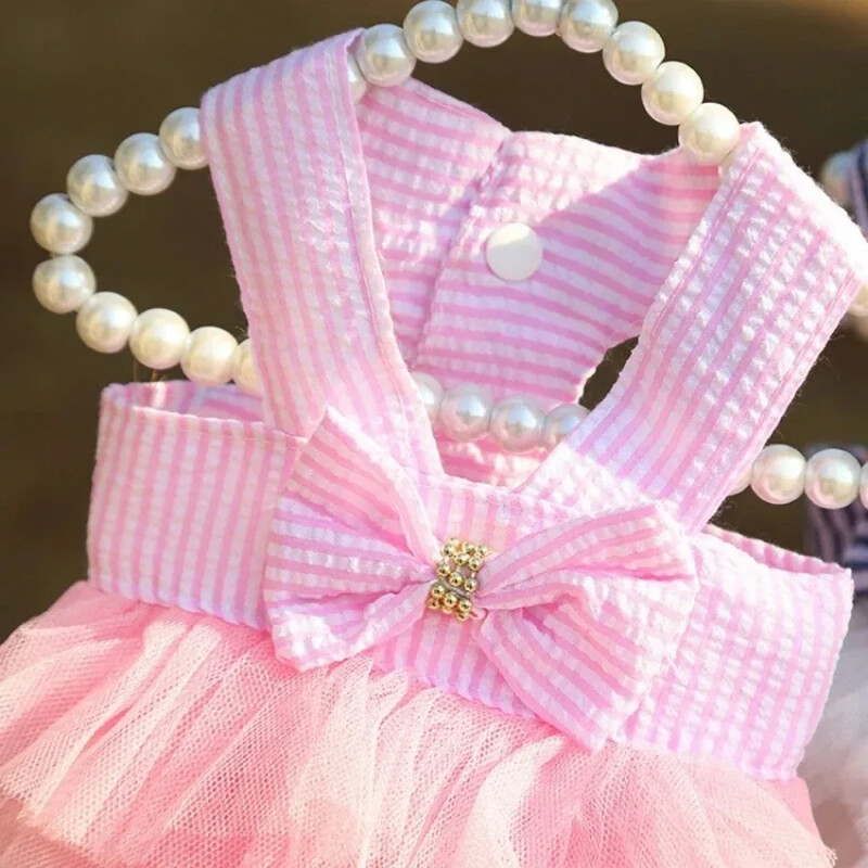 Drabužiai naminiams gyvūnėliams šunų vasarinė suknelė kačių nėrinių sijonas Čihuahua dryžuotas sijonas šuniukas katė princesė drabužiai mieli šuniuko drabužiai naminių gyvūnėlių gaminiai