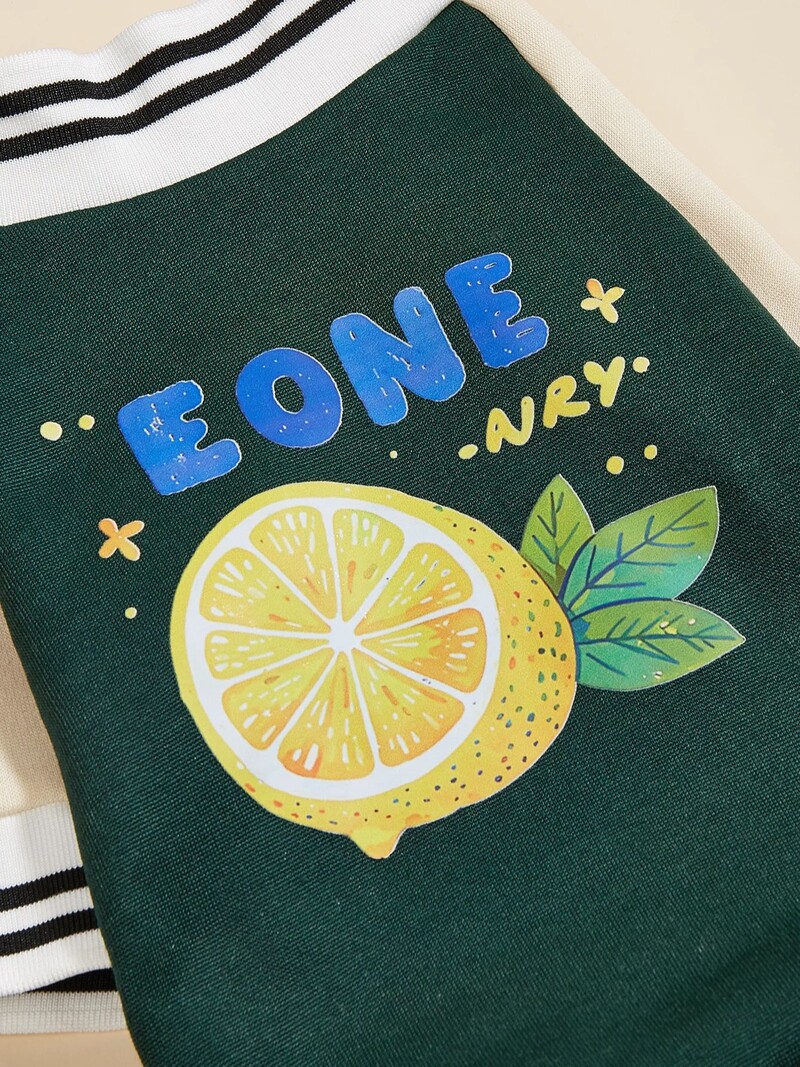 Mājas suņa kaķa jaka Siltas un ērtas plīša drēbes ar citrona apdruku Jauns