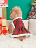 Crăciun pentru câini Rochii clasice în carouri Rochie pentru cățeluș cu inel Haine neclare pentru cățeluș Petrecere de Crăciun pentru câini Pet Pisică Haine calde Appa