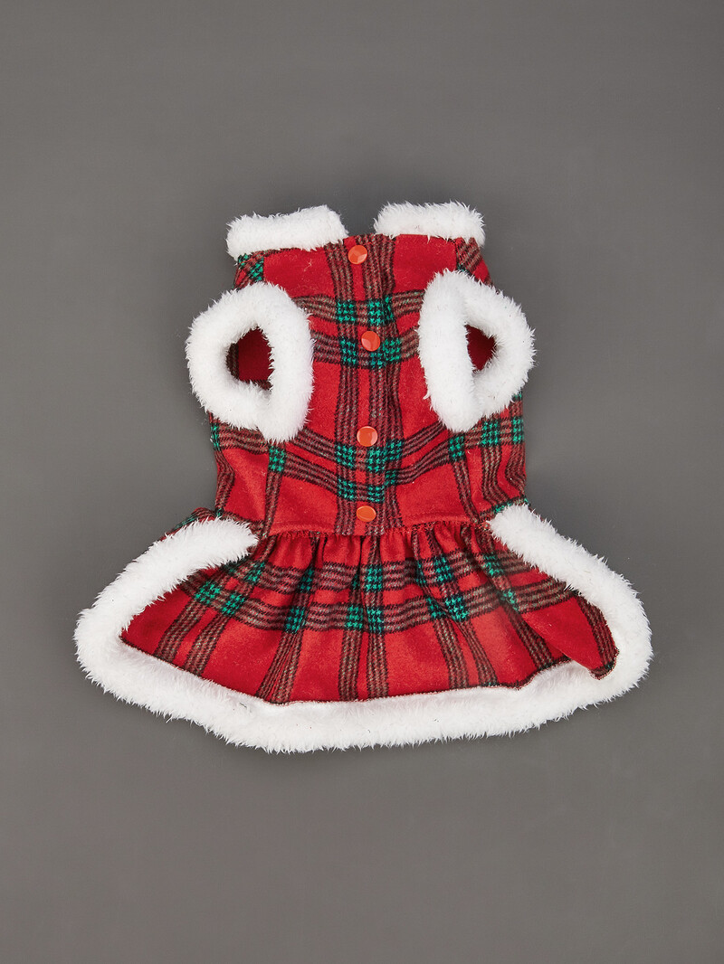 Crăciun pentru câini Rochii clasice în carouri Rochie pentru cățeluș cu inel Haine neclare pentru cățeluș Petrecere de Crăciun pentru câini Pet Pisică Haine calde Appa