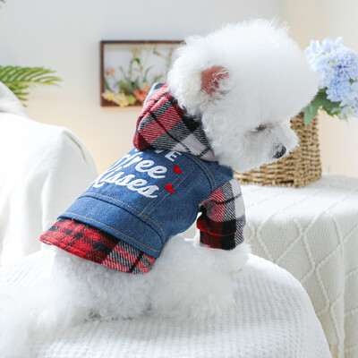 1 ks oblečenie pre domáce zvieratá, jarná a jesenná džínsová bunda s kapucňou vhodná pre malé a stredné psy
