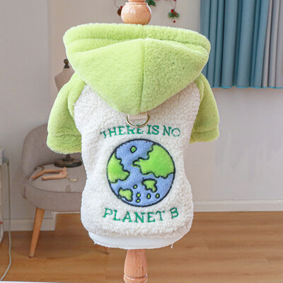 1 gab. Mājdzīvnieku apģērbs suņiem rudens un ziemas sabiezināts, silti zaļš zemes mētelis ar kapuci ar aukliņu sprādzi maziem un vidējiem suņiem