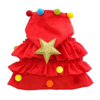 Vianočný plášť pre domáce zvieratá, mačka, slávnostný plášť, plyšová guľa, hviezda, dekorácia, roztrúsený volánikový lem, kostým pre psov, fotorekvizita, zimné šaty pre psov