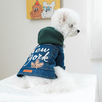 1PC Pet Clothing Dog Cat Spring Handsome New York cowboy green hat traction coat подходящ за малки до средни кучета