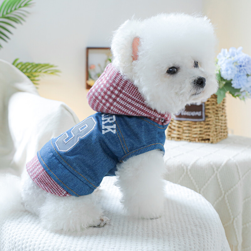 1vnt naminių gyvūnėlių drabužių šuniui Pavasarį ir rudenį gražus New York 09 džinsinis striukė tinka mažiems ir vidutinio dydžio šunims