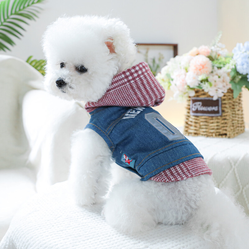 1vnt naminių gyvūnėlių drabužių šuniui Pavasarį ir rudenį gražus New York 09 džinsinis striukė tinka mažiems ir vidutinio dydžio šunims