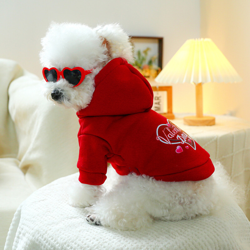 1PC îmbrăcăminte pentru animale de companie câine de primăvară și toamnă Călărie roșie caldă dragoste pulover american, potrivit pentru câini de talie mică și mijlocie