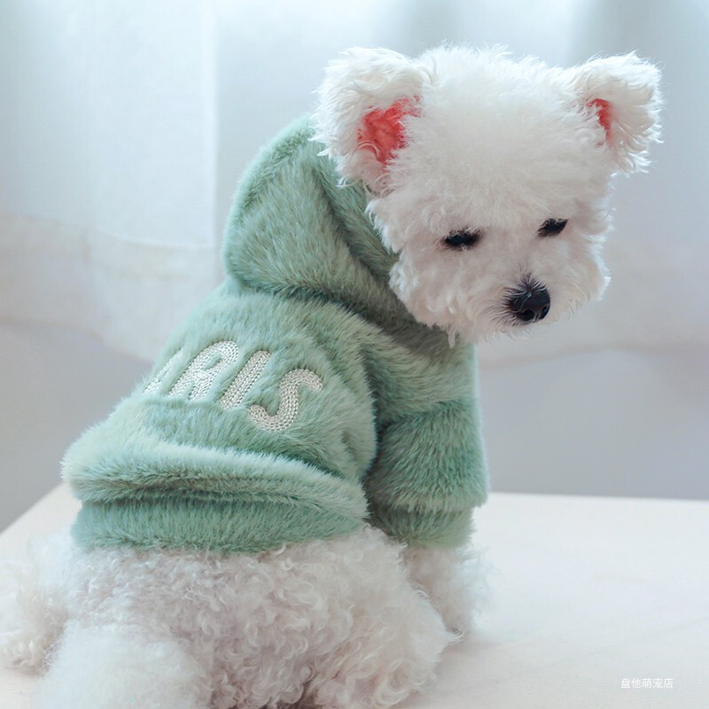 1 gab. Mājdzīvnieku apģērbs kaķu suns rudens un ziemas sabiezināts, silti zaļš Parīzes burtu cepures mētelis piemērots maziem un vidējiem suņiem