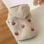 1 db kisállatruházat macska őszi és téli plüss vastagított meleg bézs színű, hímzett medvesapka kis és közepes kutyák számára