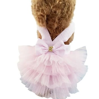 Пролет Pet Summer Bowknot Pet Costume Dress Домашно Куче Раирана Котка Куче Кученце Сватбена Принцеса Пола Кучешки Дрехи