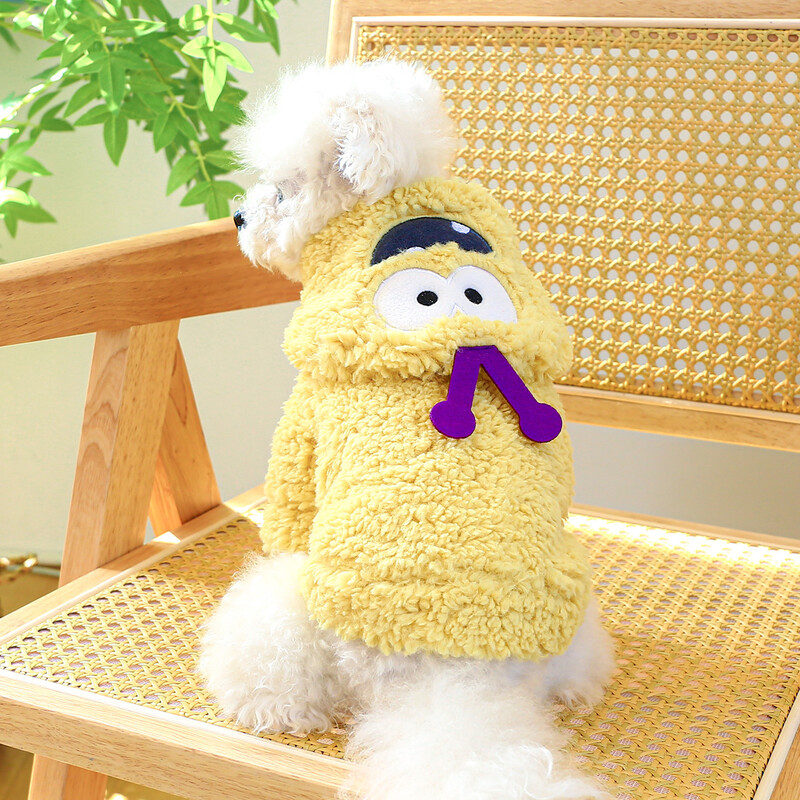 1 vnt. naminių gyvūnėlių drabužiai katės rudens/žiemos pliušiniai, pastorinti, šilti, juokingi Helovino paltai su raišteliu sagtimi mažiems vidutiniams šunims