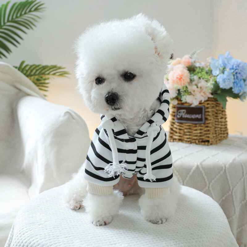 1 vnt naminių gyvūnėlių drabužiai, avienos vilnos kišeninis gobtuvas su pavasario ir rudens dryžuotu paltu, tinka mažiems ir vidutinio dydžio šunims