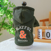 1vnt naminių gyvūnėlių drabužiai šunų pavasariui ir rudeniui storėjantys armijos žalias šiltas patogus megztinis Megztinis, skirtas mažiems ir vidutiniams šunims