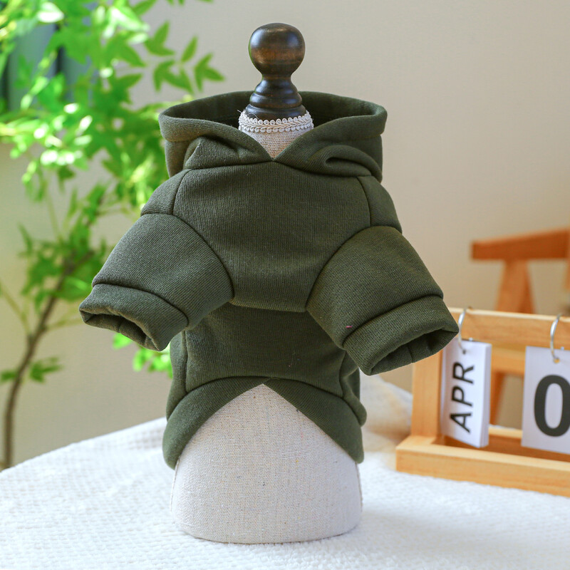 1vnt naminių gyvūnėlių drabužiai šunų pavasariui ir rudeniui storėjantys armijos žalias šiltas patogus megztinis Megztinis, skirtas mažiems ir vidutiniams šunims