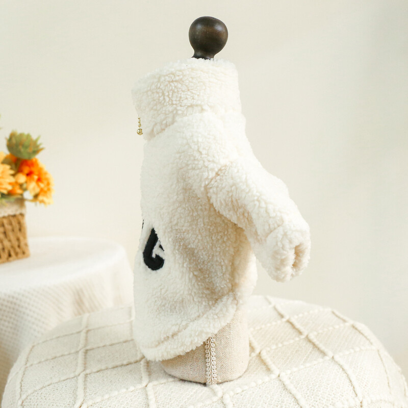 1 vnt. naminių gyvūnėlių drabužiai šunims rudeniui ir žiemai sustorintas šiltas baltas megztinis su užtrauktuku su užtrauktuku sagtimi mažiems vidutiniams šunims