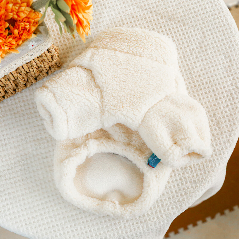 1 vnt. naminių gyvūnėlių drabužiai šunims rudeniui ir žiemai sustorintas šiltas baltas megztinis su užtrauktuku su užtrauktuku sagtimi mažiems vidutiniams šunims