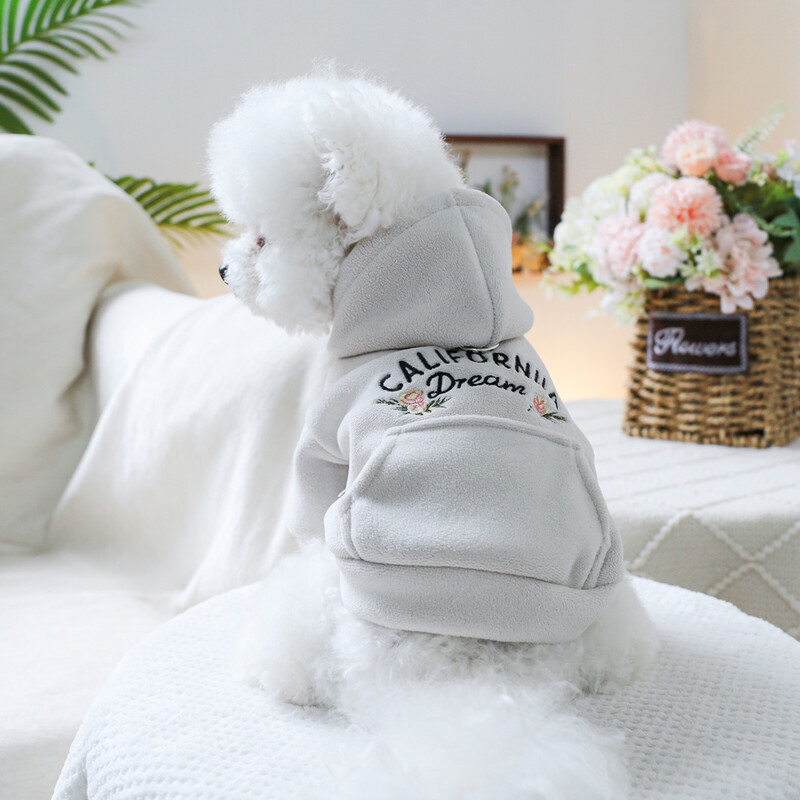 1 vnt naminių gyvūnėlių drabužiai pavasario ir rudens aksomo storio Kalifornijos svajonių chaki spalvos kepuraitės paltai, tinkami mažiems ir vidutinio dydžio šunims