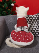 Kalėdinės šunų suknelės mažiems šunims Drabužiai Polka Dots Kostiumų šuniukas su Bowknot Doggie Pliušinis Pet Šilti Drabužiai Minkšti Drabužiai