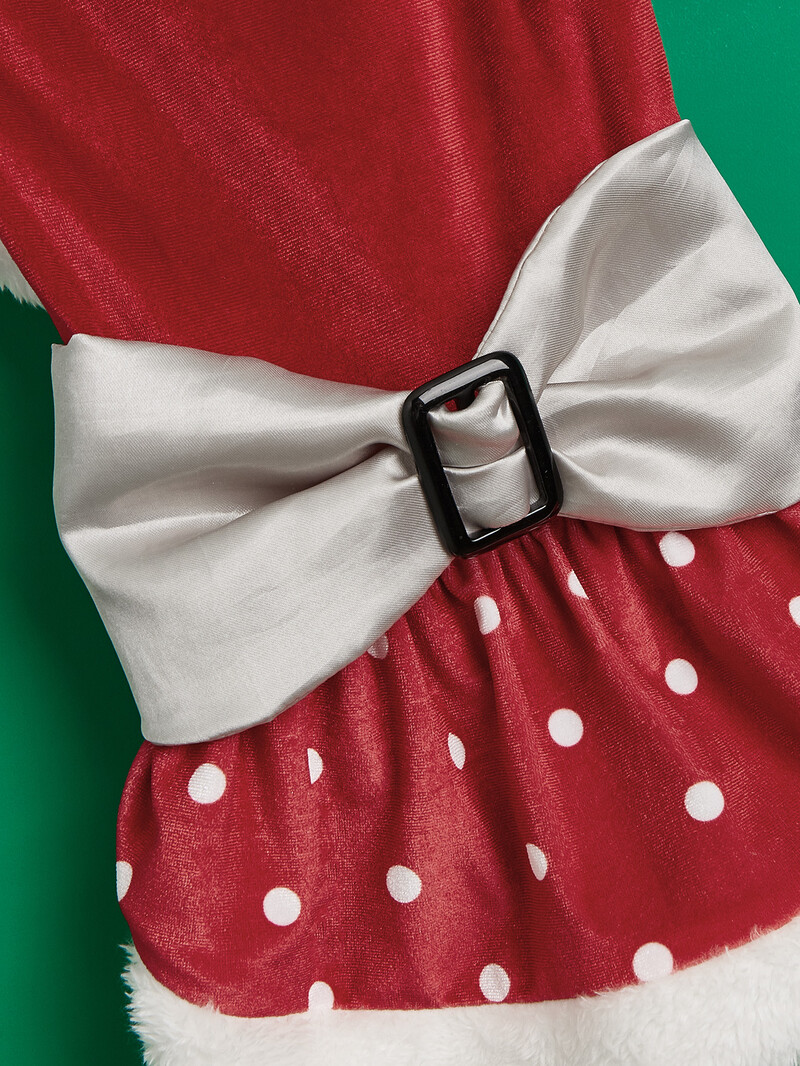 Kalėdinės šunų suknelės mažiems šunims Drabužiai Polka Dots Kostiumų šuniukas su Bowknot Doggie Pliušinis Pet Šilti Drabužiai Minkšti Drabužiai