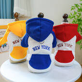 1 vnt naminių gyvūnėlių drabužiai šunų pavasariui ir rudeniui sujungiami mėlynai balti džemperio kišenė Niujorke su užtrauktuku sagtimi mažiems vidutiniams šunims