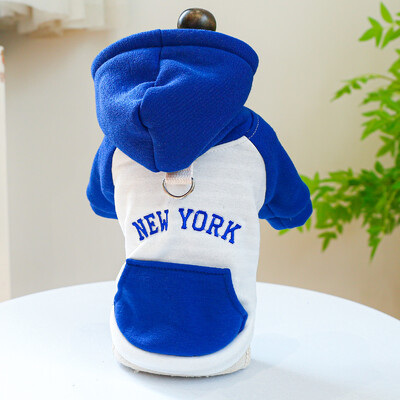 1 vnt naminių gyvūnėlių drabužiai šunų pavasariui ir rudeniui sujungiami mėlynai balti džemperio kišenė Niujorke su užtrauktuku sagtimi mažiems vidutiniams šunims