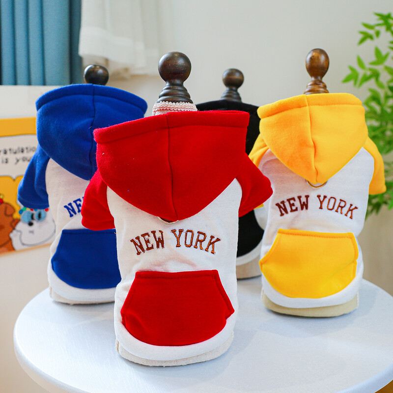 1 vnt naminių gyvūnėlių drabužiai šunų pavasariui ir rudeniui sujungiami mėlynai balti džemperio kišenė Niujorke su užtrauktuku sagtimi mažiems vidutiniams šunims