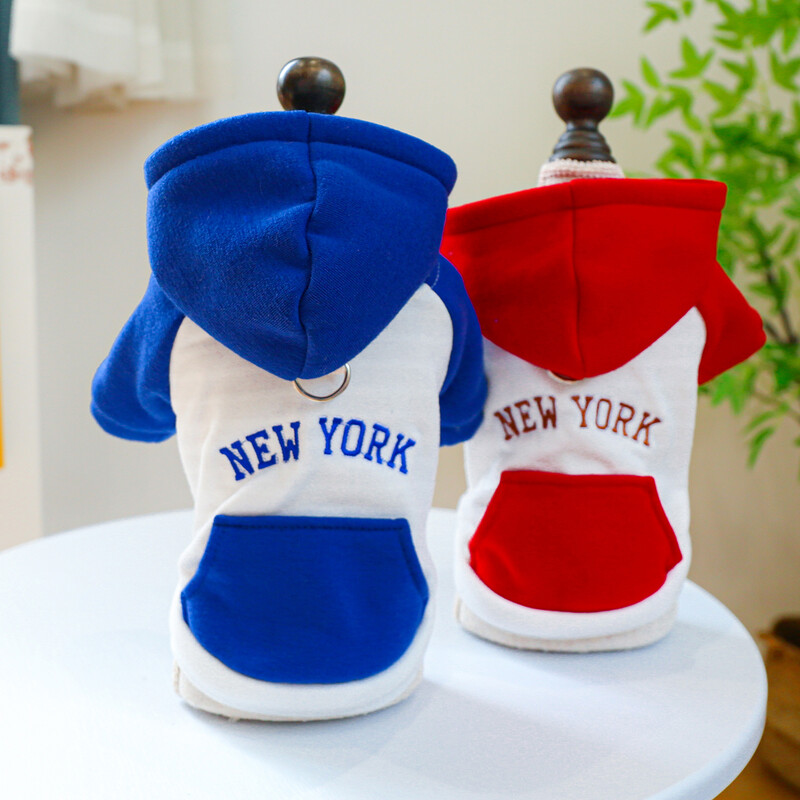 1 vnt naminių gyvūnėlių drabužiai šunų pavasariui ir rudeniui sujungiami mėlynai balti džemperio kišenė Niujorke su užtrauktuku sagtimi mažiems vidutiniams šunims