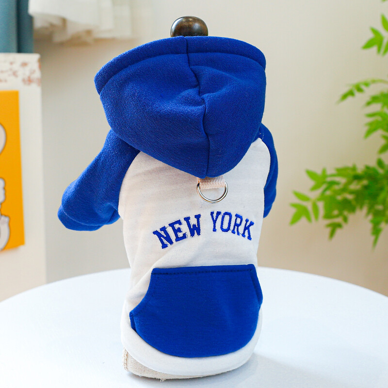 1 vnt naminių gyvūnėlių drabužiai šunų pavasariui ir rudeniui sujungiami mėlynai balti džemperio kišenė Niujorke su užtrauktuku sagtimi mažiems vidutiniams šunims