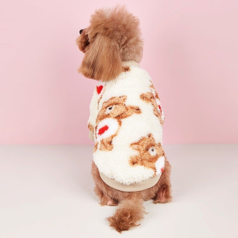 Suns Rudens Ziemas Ins Stils Kaķu apģērbs Love Bear Plīša Hoodie Mājdzīvnieku drēbes Siltas Vēja Necaurlaidīgas Mīkstas un Ērtas Ikdienas pārģērbšanās