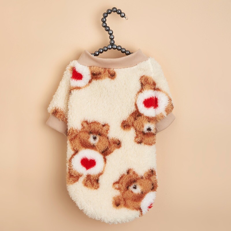 Suns Rudens Ziemas Ins Stils Kaķu apģērbs Love Bear Plīša Hoodie Mājdzīvnieku drēbes Siltas Vēja Necaurlaidīgas Mīkstas un Ērtas Ikdienas pārģērbšanās