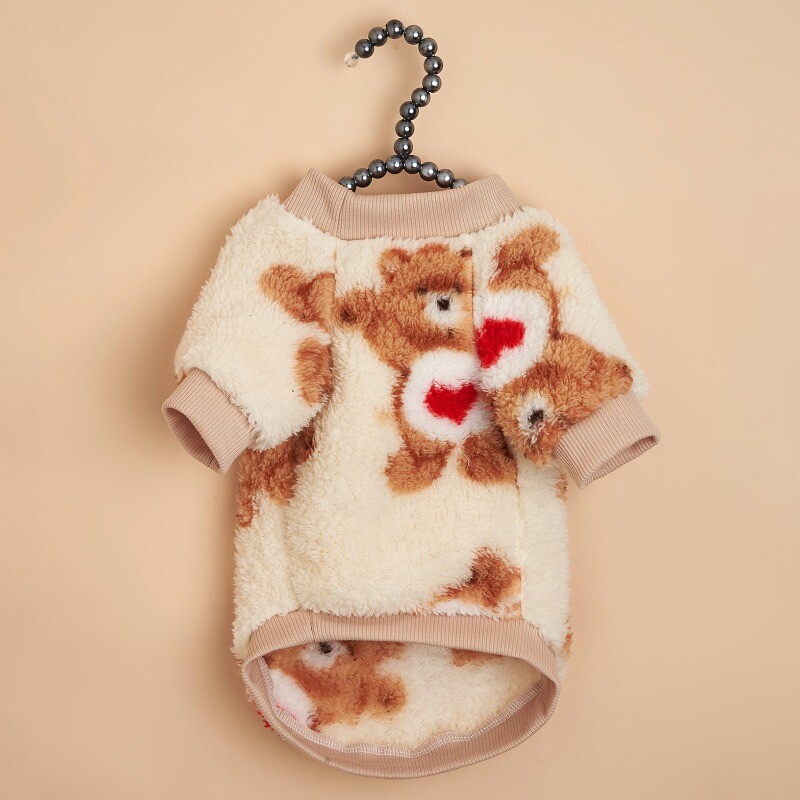 Suns Rudens Ziemas Ins Stils Kaķu apģērbs Love Bear Plīša Hoodie Mājdzīvnieku drēbes Siltas Vēja Necaurlaidīgas Mīkstas un Ērtas Ikdienas pārģērbšanās