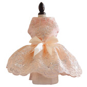 Rochie de câini din dantelă brodata florală pentru câini de talie mică Haine pentru câini cu design de lux Rochie de prințesă cu papillon de vară Îmbrăcăminte pentru animale de companie