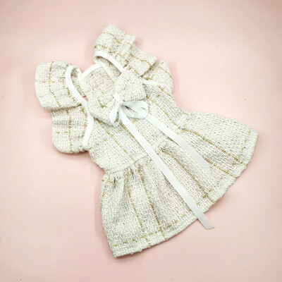 Mājdzīvnieku princeses stila kleita Melna, balta suņa kaķa svārki vasarai, ērti loku svārki maziem un vidējiem suņiem Mājdzīvnieku piederumi Mājdzīvnieku audums