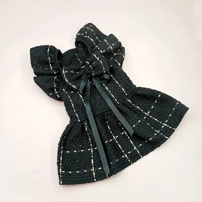 Mājdzīvnieku princeses stila kleita Melna, balta suņa kaķa svārki vasarai, ērti loku svārki maziem un vidējiem suņiem Mājdzīvnieku piederumi Mājdzīvnieku audums