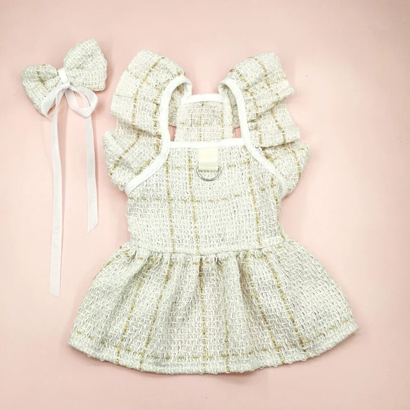 Mājdzīvnieku princeses stila kleita Melna, balta suņa kaķa svārki vasarai, ērti loku svārki maziem un vidējiem suņiem Mājdzīvnieku piederumi Mājdzīvnieku audums