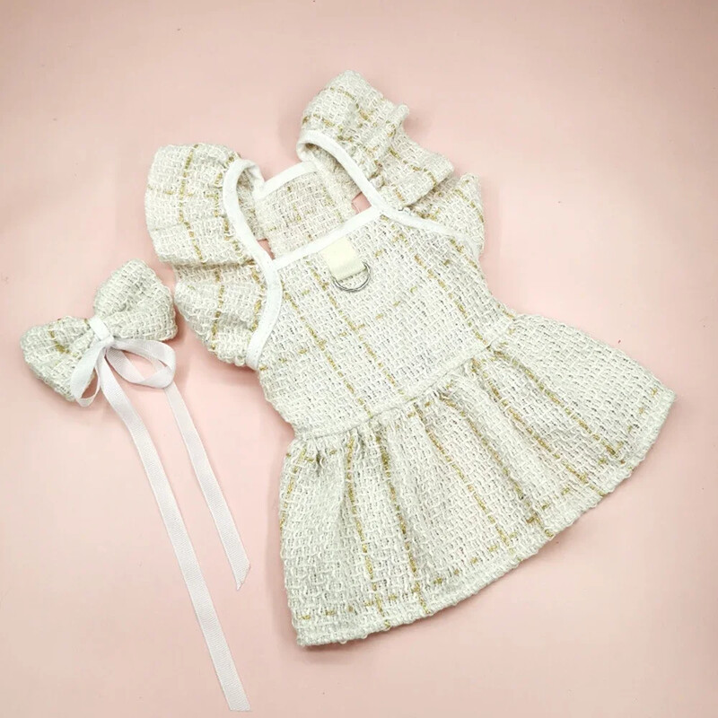 Mājdzīvnieku princeses stila kleita Melna, balta suņa kaķa svārki vasarai, ērti loku svārki maziem un vidējiem suņiem Mājdzīvnieku piederumi Mājdzīvnieku audums