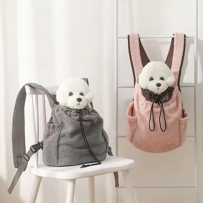 Suņu āra ceļojumu pārnēsājama mugursoma mājdzīvnieku krūšu mugursoma Tīkla savilkšanas aukla labākai elpošanai Piemērota maziem suņiem