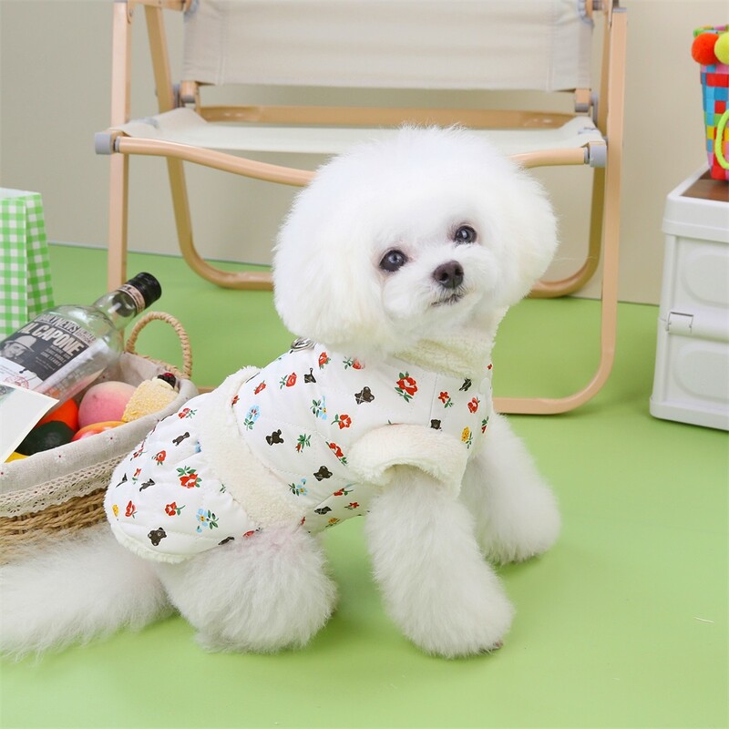 Princesės naminio šuns šilta suknelė su marginta šuniuko burbuliukais sijonas mergaitės šuns katės žieminiai paltai, drabužiai