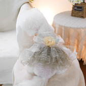 1 vnt. naminių gyvūnėlių drabužiai pavasario ir rudens kamelijos nėrinių sijoninė vestuvinė suknelė Princesė suknelė tinka mažiems ir vidutinio dydžio šunims