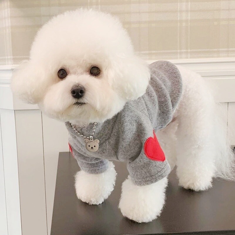 Madingi šunų drabužiai Meilė Spausdinti Šunų megztiniai Rudens šuniukų megztiniai Mieli Minkšti Kačių megztiniai Naminių gyvūnėlių megztiniai Bichon Frise šunų reikmenys
