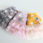 Šunų ir kačių suknelė Liemenė Big Wave Point Dizainas naminiams gyvūnėliams šuniuko sijonas rudens/žiemos drabužiai Apranga 5 dydžiai 3 spalvos