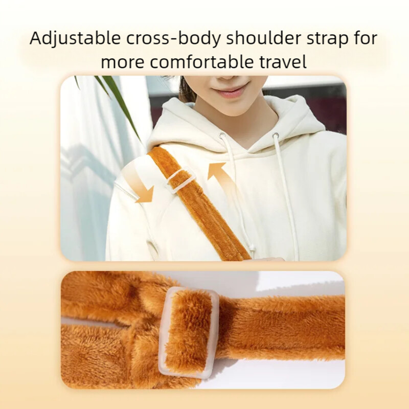 Šuniuko mielas ir mielas kryžminis krepšys rudeniui ir žiemai, šiltas lauko krepšys, meškiukas, universalus mažas šuniukas